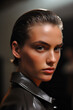 Close-up of Slicked Back Hairstyle, young attractive model