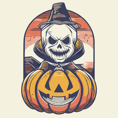 pumpkin hallowen monster vector