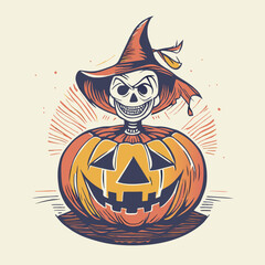 Wall Mural - pumpkin hallowen monster vector