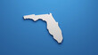 Sleek Florida State Map Logo - A Crisp White Silhouette of Florida Against a Bold Blue Background, Symbolizing Clarity and Focus on the Sunshine State. 3D style illustration