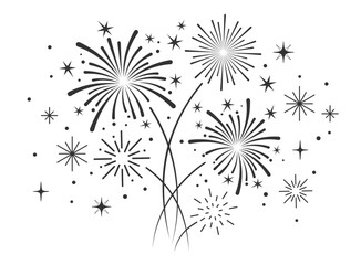 fireworks clipart black and white or fireworks on white background, icon, vector, illustration for x