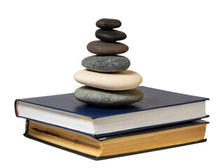 Wall Mural - Stones pyramid on books - isolated on transparent background