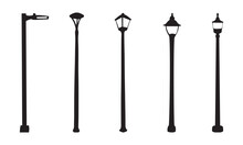 Street Light Silhouettes Or Vectors Black And White Set