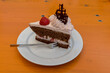 Chocolate cake with strawberries specialty Val Venosta, South Tyrol Italy