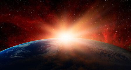 Poster - Planet Earth with a spectacular sunset 