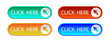 © bigjom - Click Here button set vector. Click here button with arrow pointer clicking. Click here vector web button. Web button with action of arrow pointer. UI button concept. Vector illustration