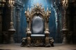 Grandiose Castle throne. Royal palace room. Generate Ai
