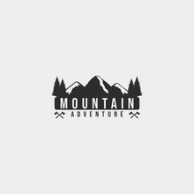 Mountain Adventure Logo Vintage Minimalist Vector Illustration Design
