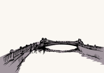 Wall Mural - The bridge over the river in St. Petersburg. Vector drawing