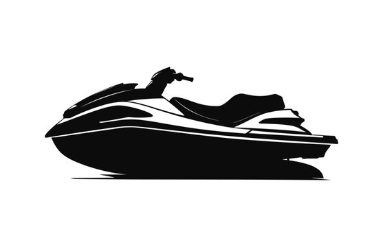 Jet ski vector Silhouette Clip art isolated on a white background