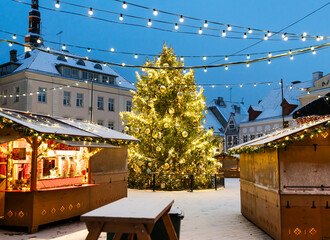 Wall Mural - winter city view to tallinn, europe, estonia