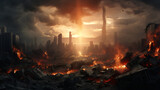 Fototapeta Londyn - World collapse doomsday scene