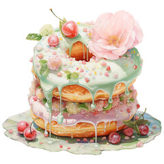 Wall Mural - cake donut decorated with flowers