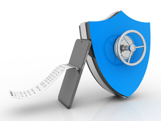 Poster - 3d rendering Transmitter mobile with shield lock
