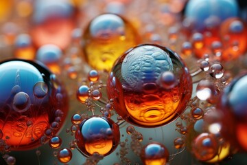 Poster - Shimmering Macro water bubbles. Clean smooth flowing. Generate Ai