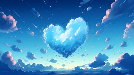 Beautiful sky love blue aesthetic heart wallpaper, Valentine's Day background, blank background