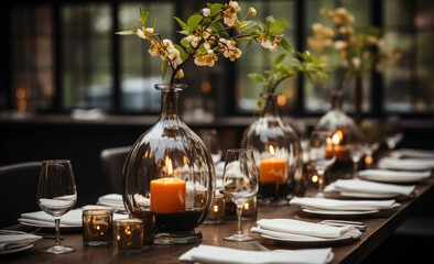 Wall Mural - table setting in restaurant