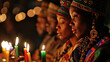 Celebrating Kwanzaa with candles, unity, and cultural festivities.