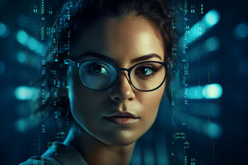 Poster - Successful Male Female Data Center IT Specialist Computer technologies Generative AI picture