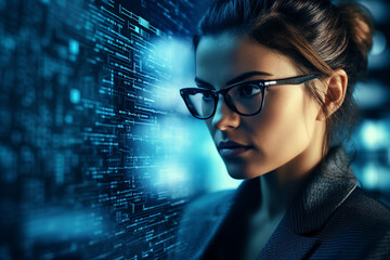 Poster - Successful Male Female Data Center IT Specialist Computer technologies Generative AI picture
