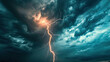 lightning in the sky, Flash of lightning on dark background. Thunderstorm, Lightning thunderstorm flash over the night sky. Concept on topic weather, cataclysms hurricane, Typhoon, tornado, storm