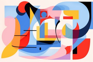 Poster - Abstract geometric background with colorful cut out shapes, trendy poster design template, AI Generated