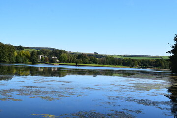 Wall Mural - blue lake in autumn, Lac d'Echternach