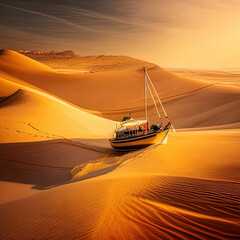 Wall Mural - a boat in the desert with a sail on it