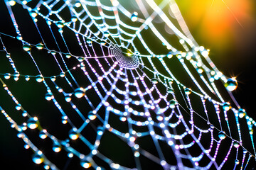 spider web with dew drops