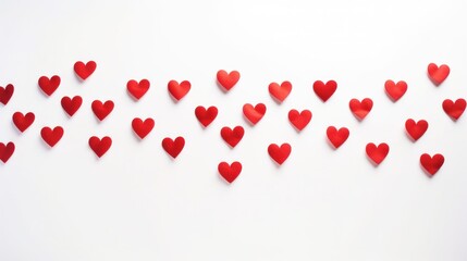 Wall Mural - hand-drawn red line hearts on a white background, suitable for Valentine's Day, weddings, love themes; great for backgrounds, wallpapers, banners, or greeting cards.