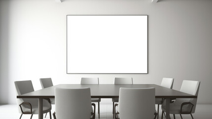 Wall Mural - Minimalist office meeting room with blank poster frame. Modern design. Generative AI