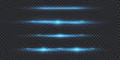 Pack of horizontal highlights. Laser beams, light beams. Beautiful light flashes. Glowing stripes on a transparent background.