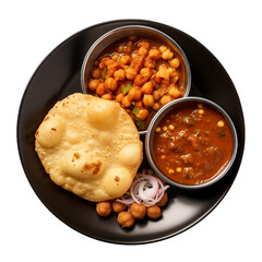 Wall Mural - Chole Bhature, top view, transparent background, isolated image, generative AI