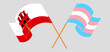 Crossed and waving flags of Gibraltar and Transgender Pride