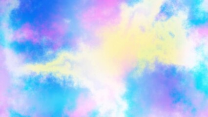 Fototapete - Magic Unicorn sky looping footage 4k. Cloudy nebula background. Natural pastel colors.
