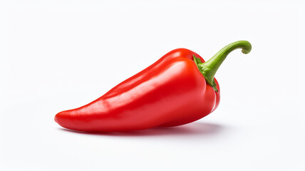 single red pepper on white background