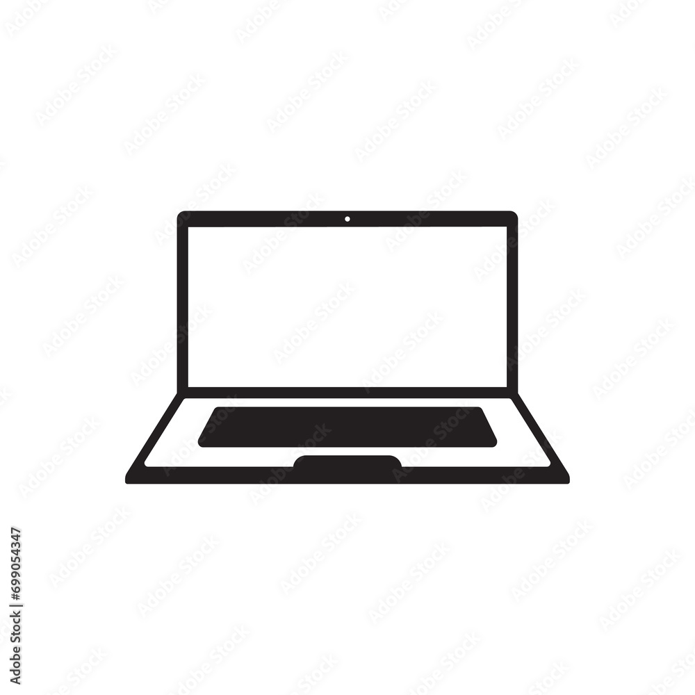 Laptop icon in black color and outline style Stock Photo | Adobe Stock