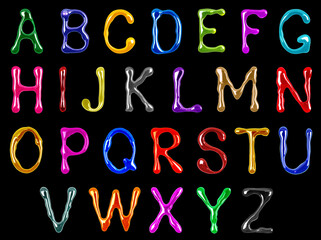 Poster - Colorful glossy large latin letters drawn with paint isolated on a white background