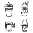 Bubble Boba milk tea, Pearl milk tea, outline for coloring vector and illustration.