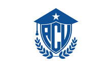 ACU Three Letter Iconic Academic Logo Design Vector Template. Monogram, Abstract, School, College, University, Graduation Cap Symbol Logo, Shield, Model, Institute, Educational, Coaching Canter, Tech