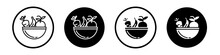 Healthy Food Icon Set. Fresh Vegetarian Vegetable Bowl Vector Symbol. Fruit Grocery. Diet Salad Icon In Black Filled And Outlined Style.