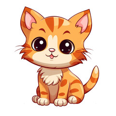 Wall Mural - cartoon image of an orange cat on a transparent background