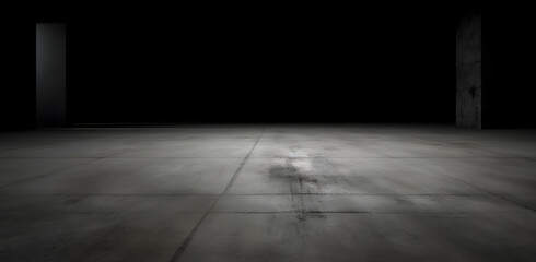 Poster - Rough textured surface with cracks in the grey concrete floor . Texture or background.