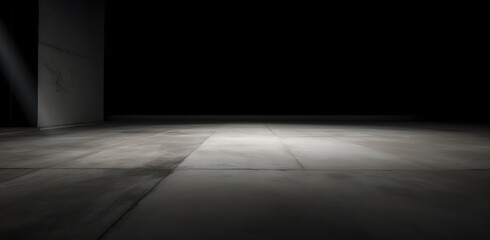 Poster - Rough textured surface with cracks in the grey concrete floor . Texture or background.
