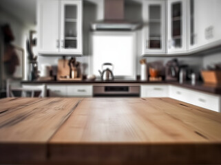 Poster - Table Top And Blur Kitchen Room Of The Background