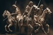 Illustration of the four biblical horsemen representing war, famine, pestilence, and death. Generative AI