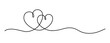Couple of hearts formed by a continuous line – Two connected hearts – Minimalist line art of two abstract hearts representing man and woman