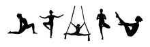 Detailed Colorful Silhouette Yoga Vector Illustration. Fitness Concept. Gymnastics.
