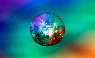 Fototapete - Party lights disco ball - Disco ball scatters blue light in a dark room