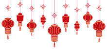 Illustration Red And Gold Chinese Lanterns For New Year Of Vector